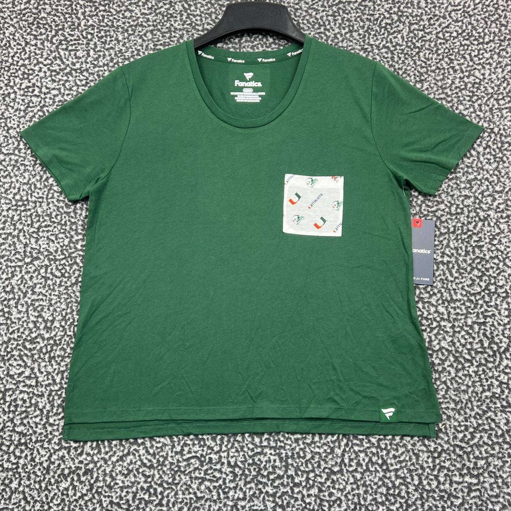 Miami Hurricanes Shirt Women Medium Green Fanatics Short Sleeve Round Neck New M